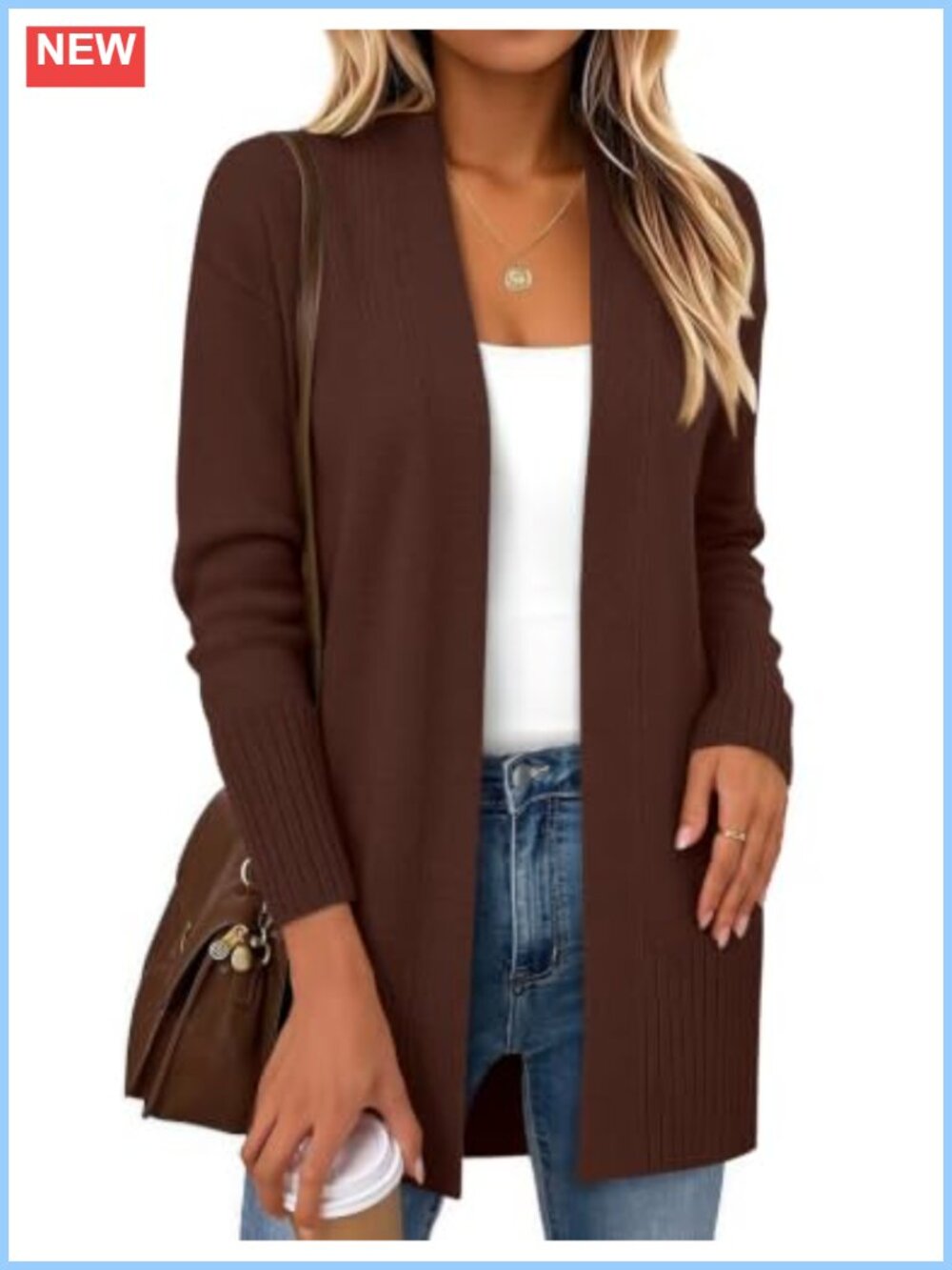 Zeagoo Women's Knit Open Front Cardigan Long Sleeve V-Neck